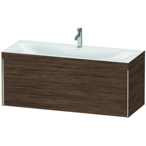 Duravit XViu Waschtisch-Unterschrank XV4612OB121C 120x48cm, 1 Auszug, 1 Hahnloch, champagner matt, Rahmen C, nussbaum dunkel