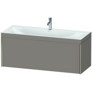 Duravit XViu vanity unit XV4612OB143C 120x48cm, 2000 pull-out, 2000 tap hole, matt champagne, Rahmen C, matt basalt
