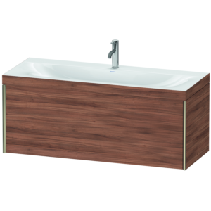 Duravit XViu vanity unit XV4612OB179C 120x48cm, 2000 pull-out, 2000 tap hole, matt champagne, Rahmen C, natural walnut