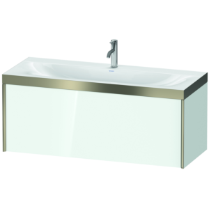 Duravit XViu vanity unit XV4612OB185P 120x48cm, 2000 pull-out, 2000 tap hole, matt champagne, Rahmen P, white high gloss