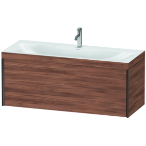 Duravit XViu Waschtisch-Unterschrank XV4612OB279C 120x48cm, 1 Auszug, 1 Hahnloch, schwarz matt, Rahmen C, nussbaum natur