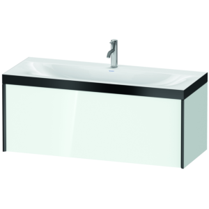 Duravit XViu Waschtisch-Unterschrank XV4612OB285P 120x48cm, 1 Auszug, 1 Hahnloch, schwarz matt, Rahmen P, weiß hochglanz