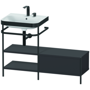 Duravit Happy D.2 Plus combinaison lavabo pour meuble HP4750E8080 120 x 49 cm, 2 trous pour robinetterie, graphite super mat, avec console en métal