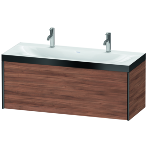 Duravit XViu Waschtisch-Unterschrank XV4613OB279P 120x48cm, 1 Auszug, schwarz matt, Rahmen P, nussbaum natur