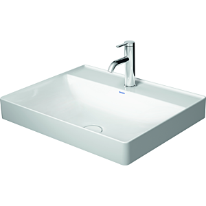 Duravit DuraSquare vasque à poser sol 2354600044 60x47cm, sans trop-plein, avec banque de trous de robinetterie, 3 trous de robinetterie, blanc