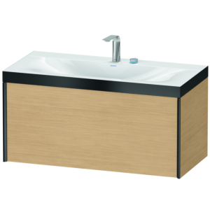 Duravit XViu vasque match4 XV4611EB230P 100x48cm, 2000 , 2 trous pour robinetterie, noir mat, Cadres P, Eiche natur