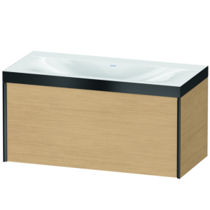 Duravit XViu vasque XV4611NB230P 100x48cm, 2000 , sans trou pour robinet, noir mat, Cadres P, Eiche natur