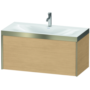 Duravit XViu vanity unit XV4611OB130P 100x48cm, 2000 pull-out, 2000 tap hole, matt champagne, Rahmen P, Eiche natur