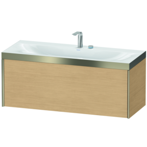 Duravit XViu Waschtisch-Unterschrank XV4612EB130P 120x48cm, 1 Auszug, 2 Hahnlöcher, champagner matt, Rahmen P, Eiche natur