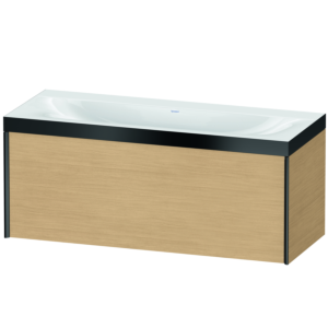 Duravit XViu vanity unit XV4612NB230P 120x48cm, 2000 pull-out, without tap hole, matt black, Rahmen P, Eiche natur