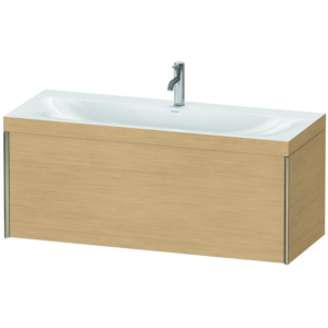 Duravit XViu vanity unit XV4612OB130C 120x48cm, 2000 pull-out, 2000 tap hole, matt champagne, Rahmen C, Eiche natur