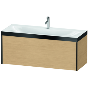 Duravit XViu vanity unit XV4612OB230P 120x48cm, 2000 pull-out, 2000 tap hole, matt black, Rahmen P, Eiche natur