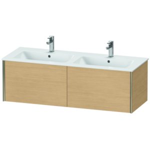 Duravit XViu Waschtisch-Unterschrank XV40290B130 128x48x40cm, 2 Auszüge, wandhängend, champagner matt, Eiche natur