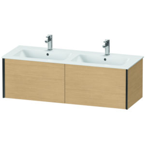 Duravit XViu meuble sous-vasque XV40290B230 128x48x40cm, 2 coulissants, suspendu, noir mat, Eiche natur