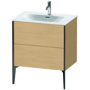 Duravit XViu Waschtisch-Unterschrank XV43010B230 71 x 59,1 x 48 cm, Eiche natur, 2 Auszüge, schwarz matt