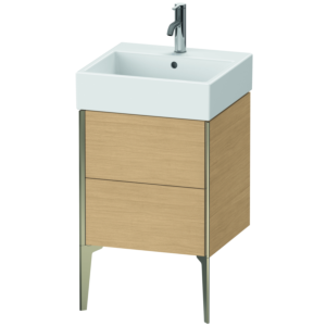 Duravit XViu Waschtisch-Unterschrank XV45330B130 48,4 x 49,3 x 45,4 cm, Eiche natur, 2 Auszüge, champagner matt