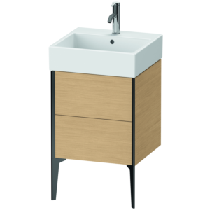 Duravit XViu Waschtisch-Unterschrank XV45330B230 48,4 x 49,3 x 45,4 cm, Eiche natur, 2 Auszüge, schwarz matt