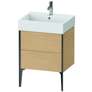 Duravit XViu Waschtisch-Unterschrank XV45340B230 58,4 x 49,3 x 45,4 cm, Eiche natur, 2 Auszüge, schwarz matt