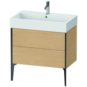 Duravit XViu Waschtisch-Unterschrank XV45360B230 78,4 x 49,3 x 45,4 cm, Eiche natur, 2 Auszüge, schwarz matt