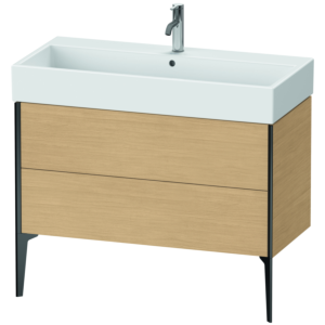 Duravit XViu Waschtisch-Unterschrank XV45370B230 98,4 x 49,3 x 45,4 cm, Eiche natur, 2 Auszüge, schwarz matt