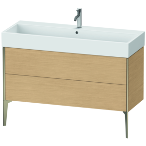 Duravit XViu Waschtisch-Unterschrank XV45380B130 118,4 x 49,3 x 45,4 cm, Eiche natur, 2 Auszüge, champagner matt