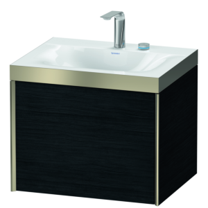 Duravit XViu Waschtisch-Unterschrank XV4609EB116P 60x48cm, 1 Auszug, 2 Hahnlöcher, champagner matt, Rahmen P, Eiche schwarz