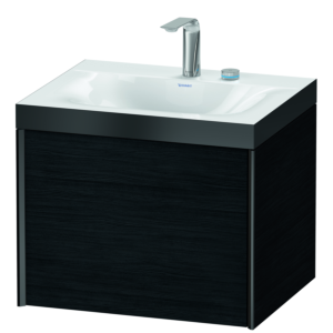 Duravit XViu vanity unit XV4609EB216P 60x48cm, 2000 pull-out, 2 tap holes, matt black, Rahmen P, Eiche schwarz