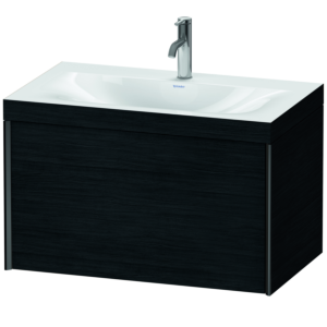Duravit XViu Waschtisch-Unterschrank XV4610OB216C 80x48cm, 1 Auszug, 1 Hahnloch, schwarz matt, Rahmen C, Eiche schwarz