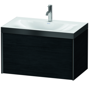 Duravit XViu Waschtisch-Unterschrank XV4610OB216P 80x48cm, 1 Auszug, 1 Hahnloch, schwarz matt, Rahmen P, Eiche schwarz