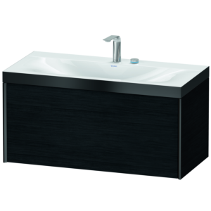 Duravit XViu vanity unit XV4611EB216P 100x48cm, 2000 pull-out, 2 tap holes, matt black, Rahmen P, Eiche schwarz