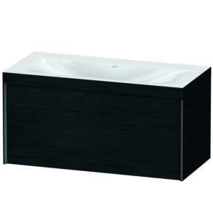 Duravit XViu Waschtisch-Unterschrank XV4611NB216C 100x48cm, 1 Auszug, ohne Hahnloch, schwarz matt, Rahmen C, Eiche schwarz