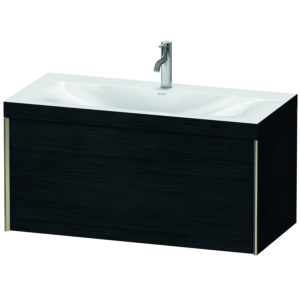 Duravit XViu vanity unit XV4611OB116C 100x48cm, 2000 pull-out, 2000 tap hole, matt champagne, Rahmen C, Eiche schwarz