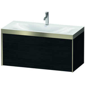 Duravit XViu vanity unit XV4611OB116P 100x48cm, 2000 pull-out, 2000 tap hole, matt champagne, Rahmen P, Eiche schwarz