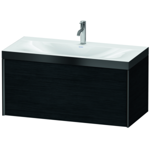Duravit XViu vanity unit XV4611OB216P 100x48cm, 2000 pull-out, 2000 tap hole, matt black, Rahmen P, Eiche schwarz