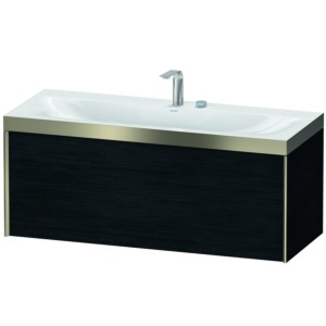 Duravit XViu Waschtisch-Unterschrank XV4612EB116P 120x48cm, 1 Auszug, 2 Hahnlöcher, champagner matt, Rahmen P, Eiche schwarz