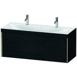 Duravit XViu Waschtisch-Unterschrank XV4613OB116C 120x48cm, 1 Auszug, champagner matt, Rahmen C, Eiche schwarz
