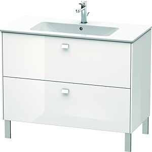Duravit Brioso Waschtischunterschrank BR440301022 1020x479mm, Weiß Hochglanz, 2 Auszüge, Griff Chrom