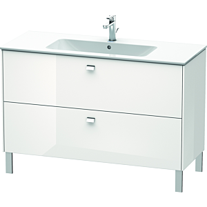 Duravit Brioso vanity unit BR440401022 1220x479mm, white high gloss, 2 drawers, chrome handle