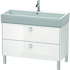 Duravit Brioso meuble sous-vasque BR443601022 984x459mm, blanc brillant, 2 tiroirs, poignée chromée