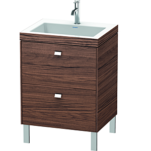 Duravit Brioso c-bonded Waschtisch mit Unterbau BR4700O1021 60x48, Nussbaum Dunkel/Chrom, 1 Hahnl.