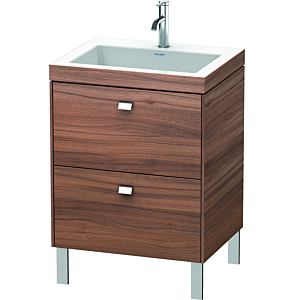Duravit Brioso c-bonded Waschtisch mit Unterbau BR4700O1079, 60x48, Nussbaum natur/Chrom, 1 Hahnl.