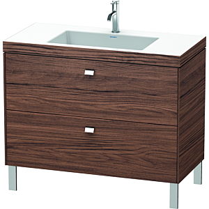 Duravit Brioso c-bonded Waschtisch mit Unterbau BR4702O1021 100x48, Nussbaum Dunkel/Chrom, 1 Hahnl