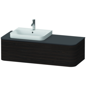 Duravit Happy D.2 Plus vanity unit HP4932L6969 130x55cm, 1 pull-out, for vanity washbasin, basin left, brushed walnut