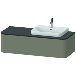 Duravit Happy D.2 Duravit match0 HP4932R9292 35,4 x 130 x 55 cm, coulissant 2000 , pour meuble vasque, à droite, finition gris pierre satiné