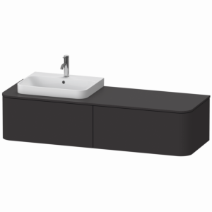 Duravit Happy D.2 Plus Waschtisch-Unterschrank HP4934L8080 160x55cm, 2 Auszüge, für Möbelwaschtisch, Becken links, graphit supermatt
