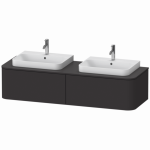 Duravit Happy D.2 Waschtisch-Unterschrank HP4936B8080 35,4 x 160 x 55 cm, 2 Auszüge, für Möbelwaschtisch, beidseitig, graphit supermatt