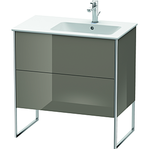 Duravit XSquare Waschtisch-Unterschrank XS445208989 81x59,2x47,8cm, 2 Auszüge, Becken rechts, Flannel Grey hochglanz