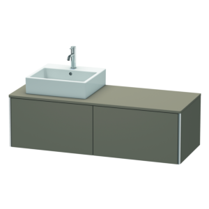 Duravit XSquare Waschtisch-Unterschrank XS4903L9090 140x40x54,8cm, 2 Auszüge, links, Flannel Grey seidenmatt