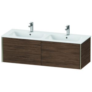 Duravit XViu Waschtisch-Unterschrank XV40290B121 128x48x40cm, 2 Auszüge, wandhängend, champagner matt, nussbaum dunkel