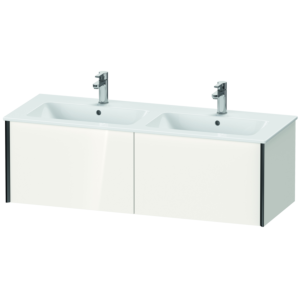 Duravit XViu Waschtisch-Unterschrank XV40290B222 128x48x40cm, 2 Auszüge, wandhängend, schwarz matt, weiß hochglanz